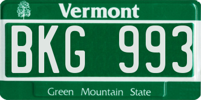 VT license plate BKG993