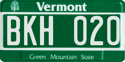 VT license plate BKH020