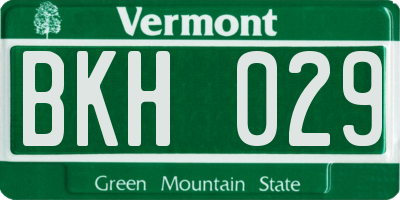 VT license plate BKH029