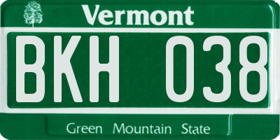 VT license plate BKH038