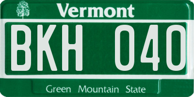 VT license plate BKH040