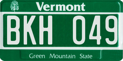 VT license plate BKH049