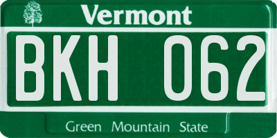 VT license plate BKH062