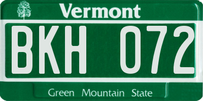 VT license plate BKH072