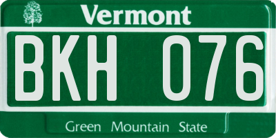 VT license plate BKH076