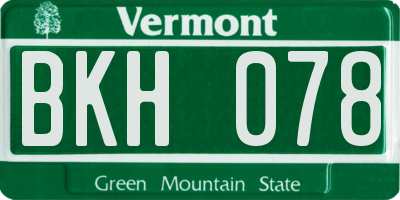 VT license plate BKH078