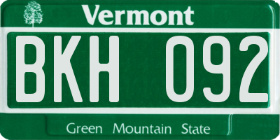 VT license plate BKH092
