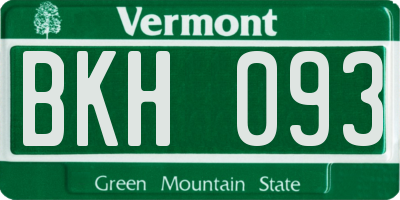 VT license plate BKH093