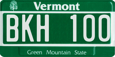 VT license plate BKH100