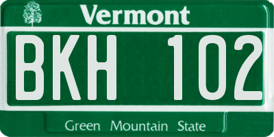 VT license plate BKH102