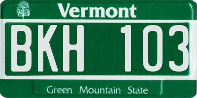 VT license plate BKH103