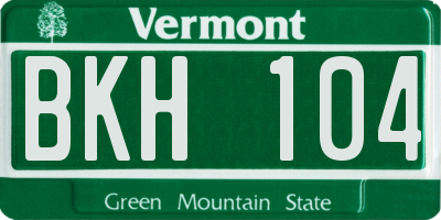 VT license plate BKH104