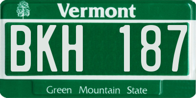 VT license plate BKH187