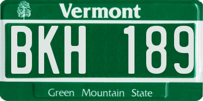 VT license plate BKH189