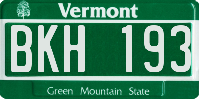 VT license plate BKH193