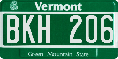 VT license plate BKH206