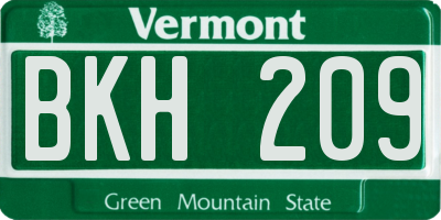 VT license plate BKH209
