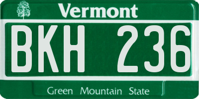 VT license plate BKH236