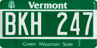 VT license plate BKH247