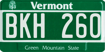 VT license plate BKH260