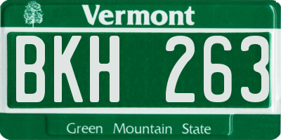 VT license plate BKH263