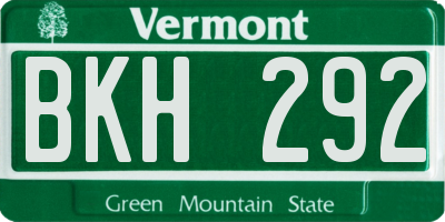 VT license plate BKH292