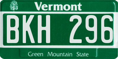 VT license plate BKH296