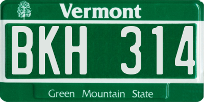 VT license plate BKH314