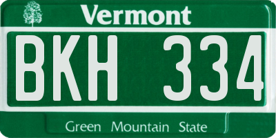 VT license plate BKH334