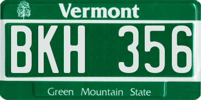 VT license plate BKH356