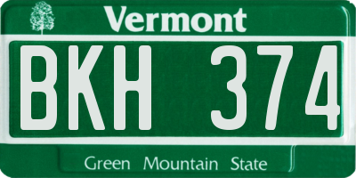 VT license plate BKH374