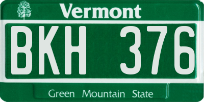 VT license plate BKH376