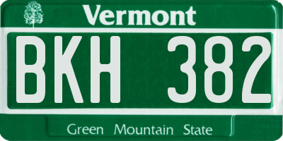 VT license plate BKH382