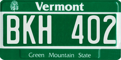 VT license plate BKH402