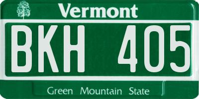 VT license plate BKH405