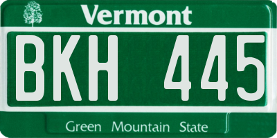 VT license plate BKH445