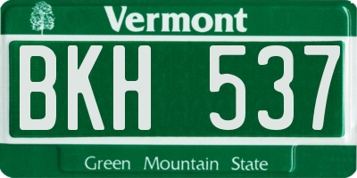 VT license plate BKH537