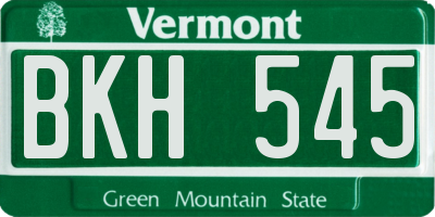 VT license plate BKH545