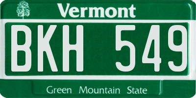 VT license plate BKH549