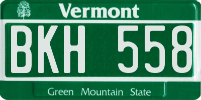 VT license plate BKH558