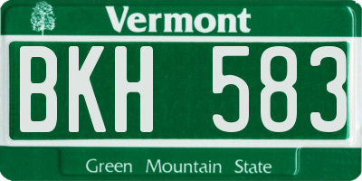 VT license plate BKH583
