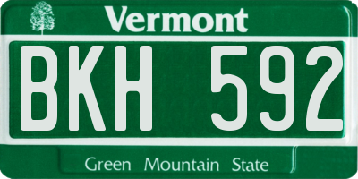 VT license plate BKH592