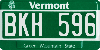 VT license plate BKH596