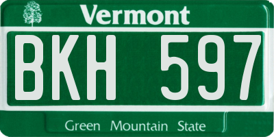 VT license plate BKH597
