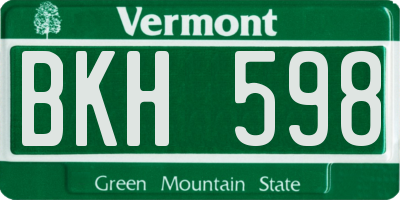 VT license plate BKH598