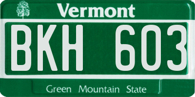 VT license plate BKH603