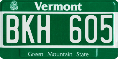 VT license plate BKH605