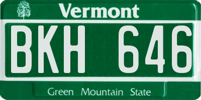 VT license plate BKH646