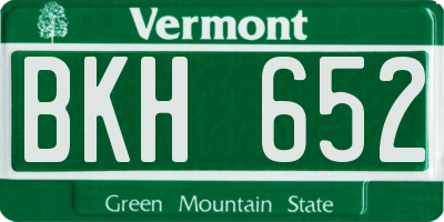 VT license plate BKH652