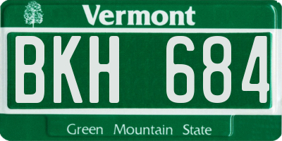 VT license plate BKH684